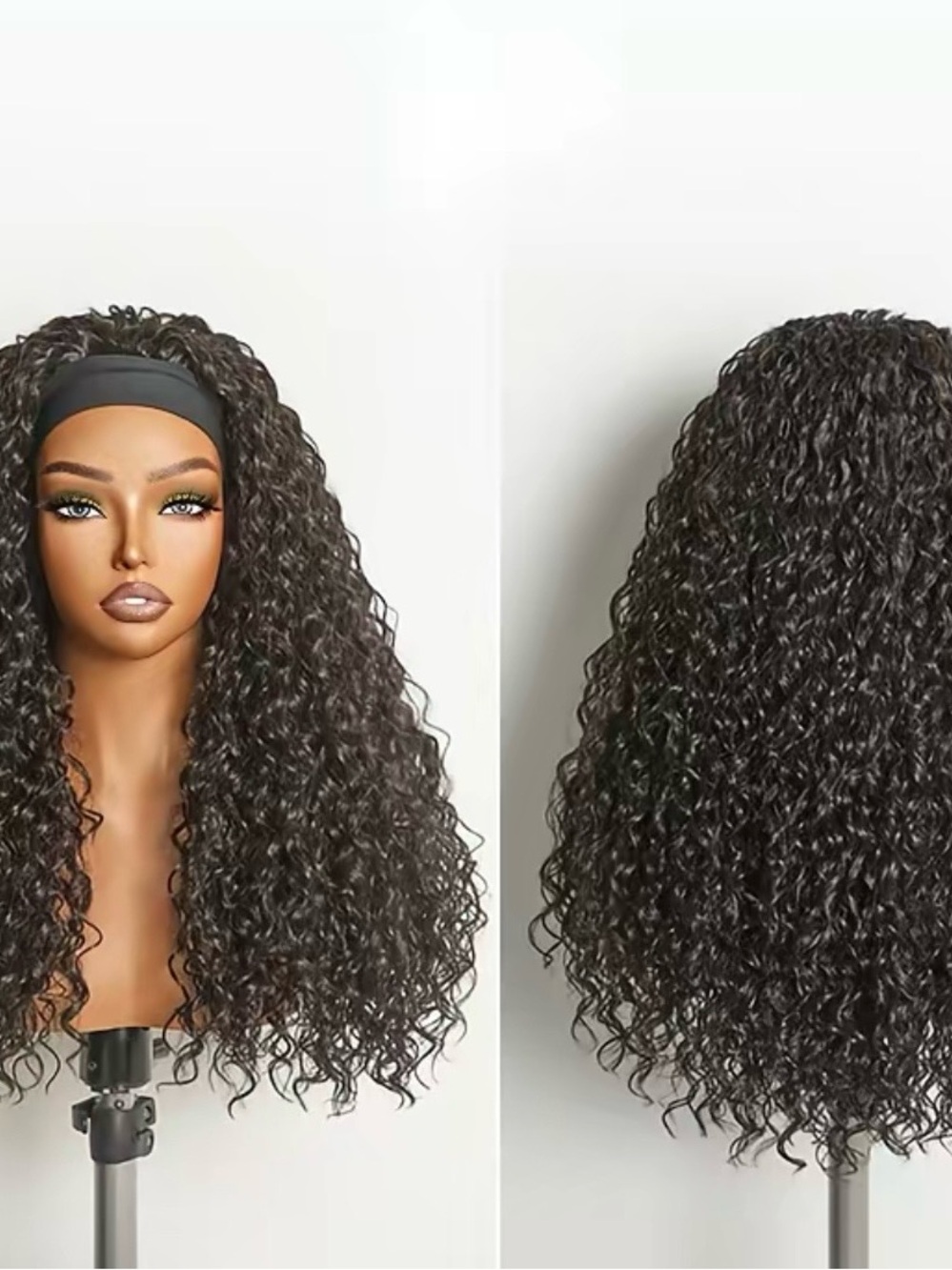 Curly Headband Wig for Women in Natural Black - Effortless Style